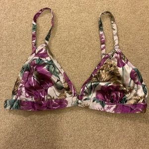 Vintage Victoria’s Secret GOLD Label Floral Front Close Satin Bralette